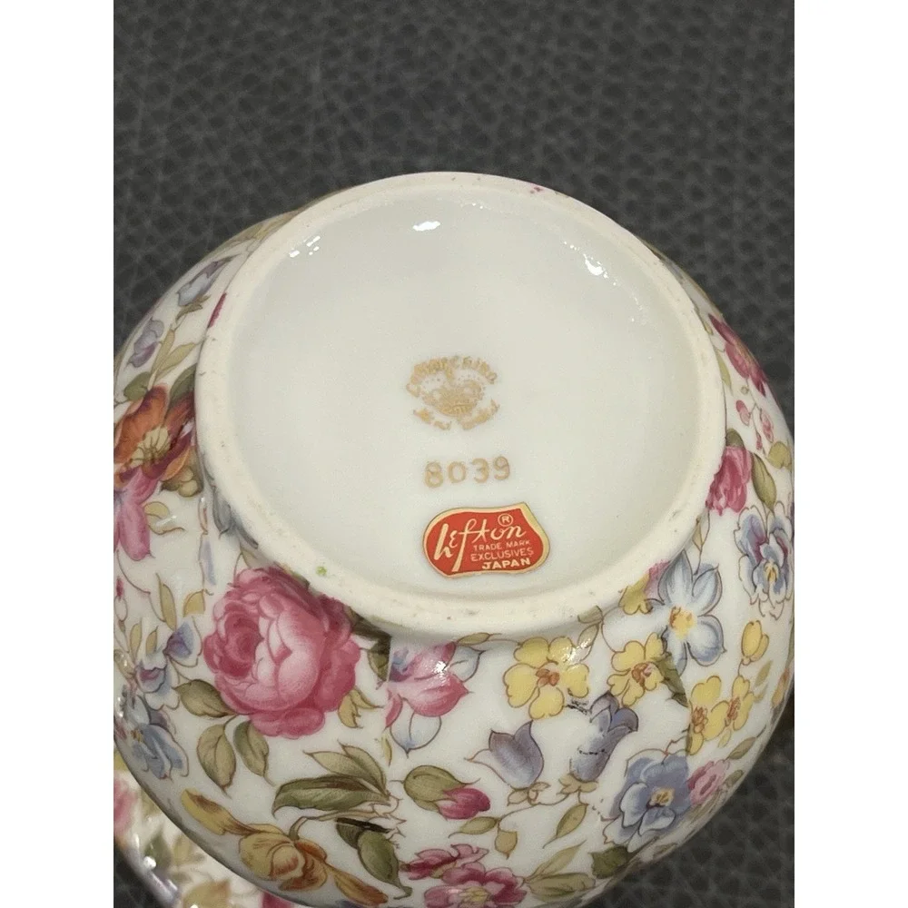 Lefton China Hand Painted Chintz Floral Pitcher.  51/2